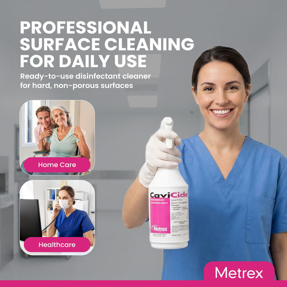 Metrex CaviCide applied on hard non-porous surfaces in lab settings.