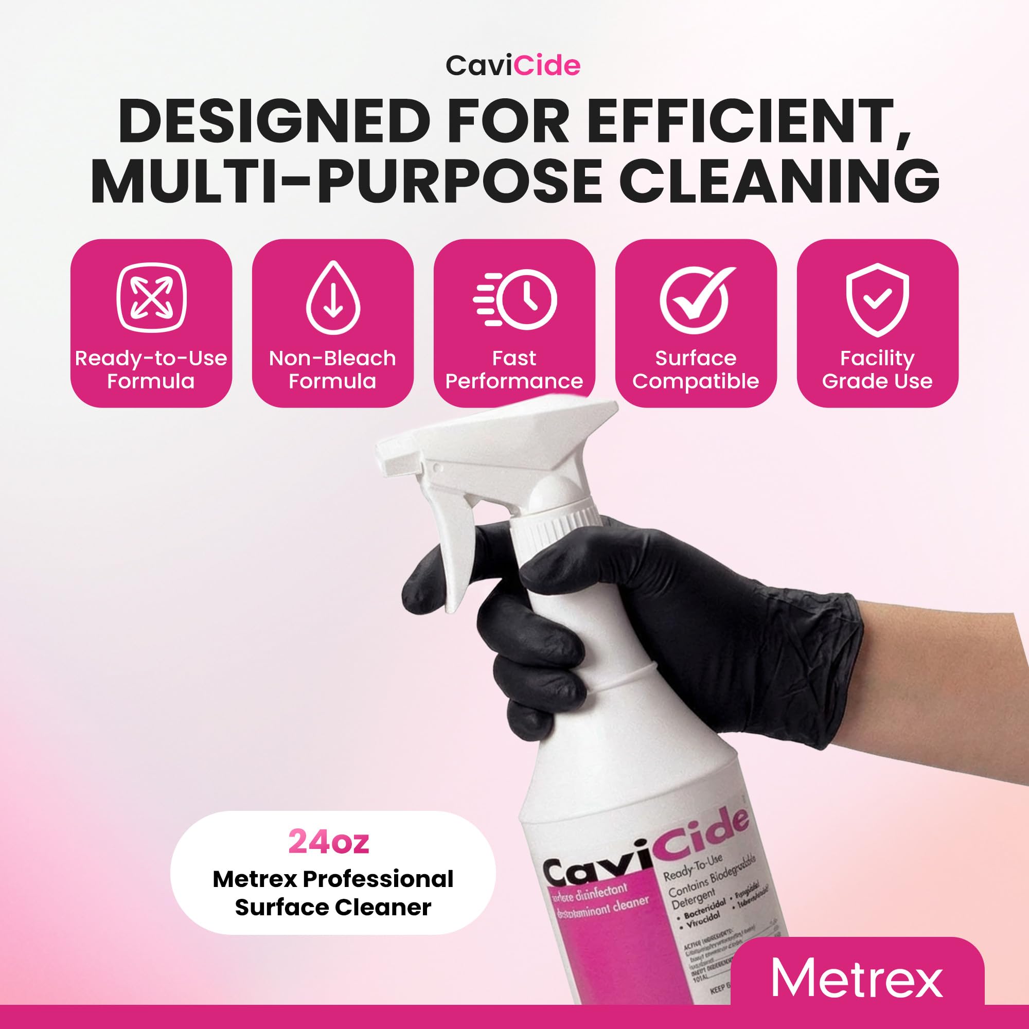 Metrex CaviCide label close-up for easy recognition and safe usage.