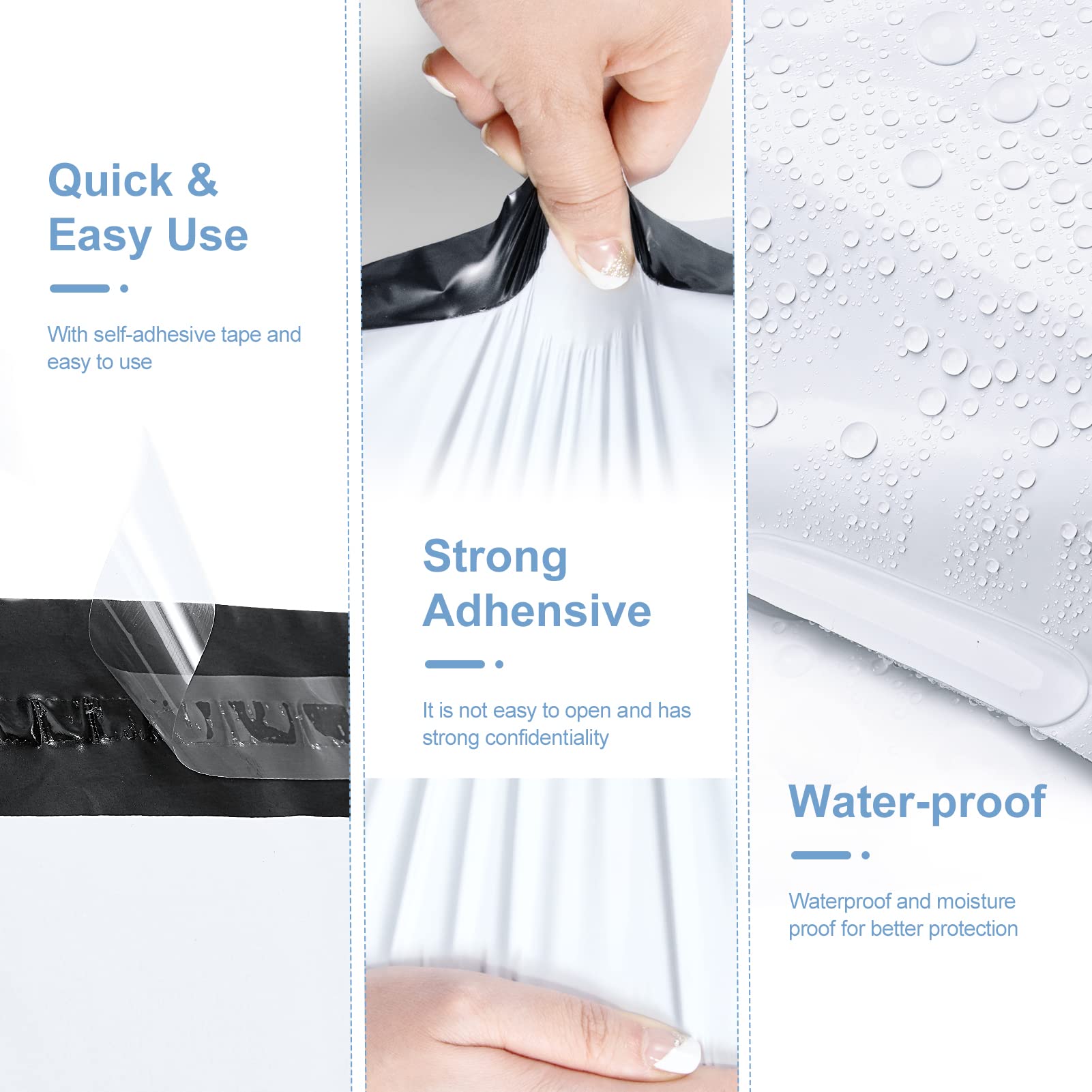 METRONIC opaque, puncture-resistant material protects contents and preserves privacy throughout shipping.