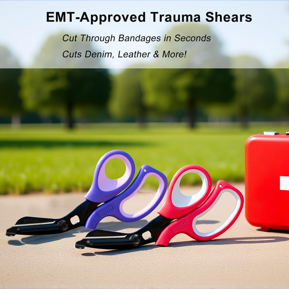 MEUUT trauma scissors ergonomic soft-grip handle for comfortable precision.