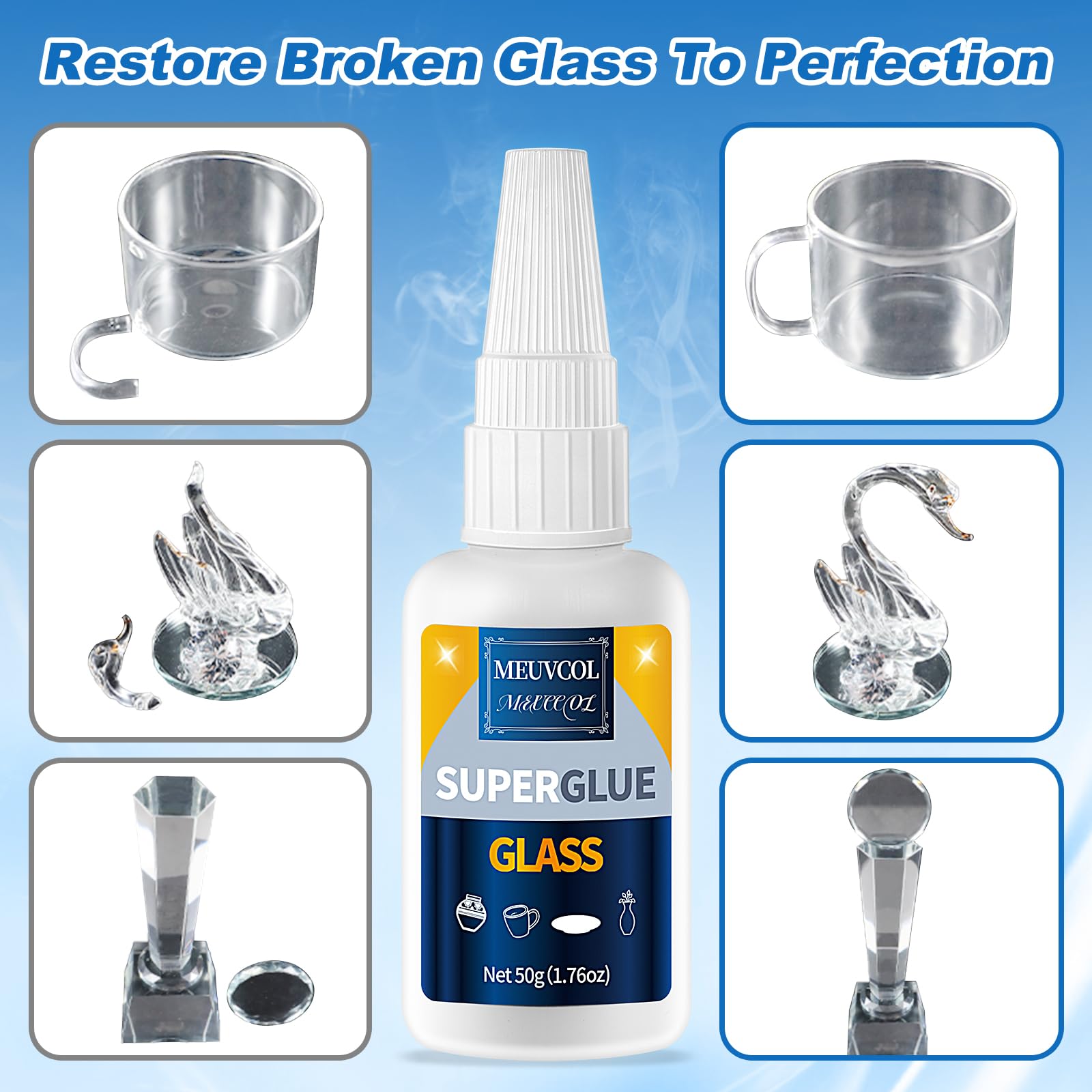 Meuvcol glass glue strong bond for glass and mirror projects, durable finish