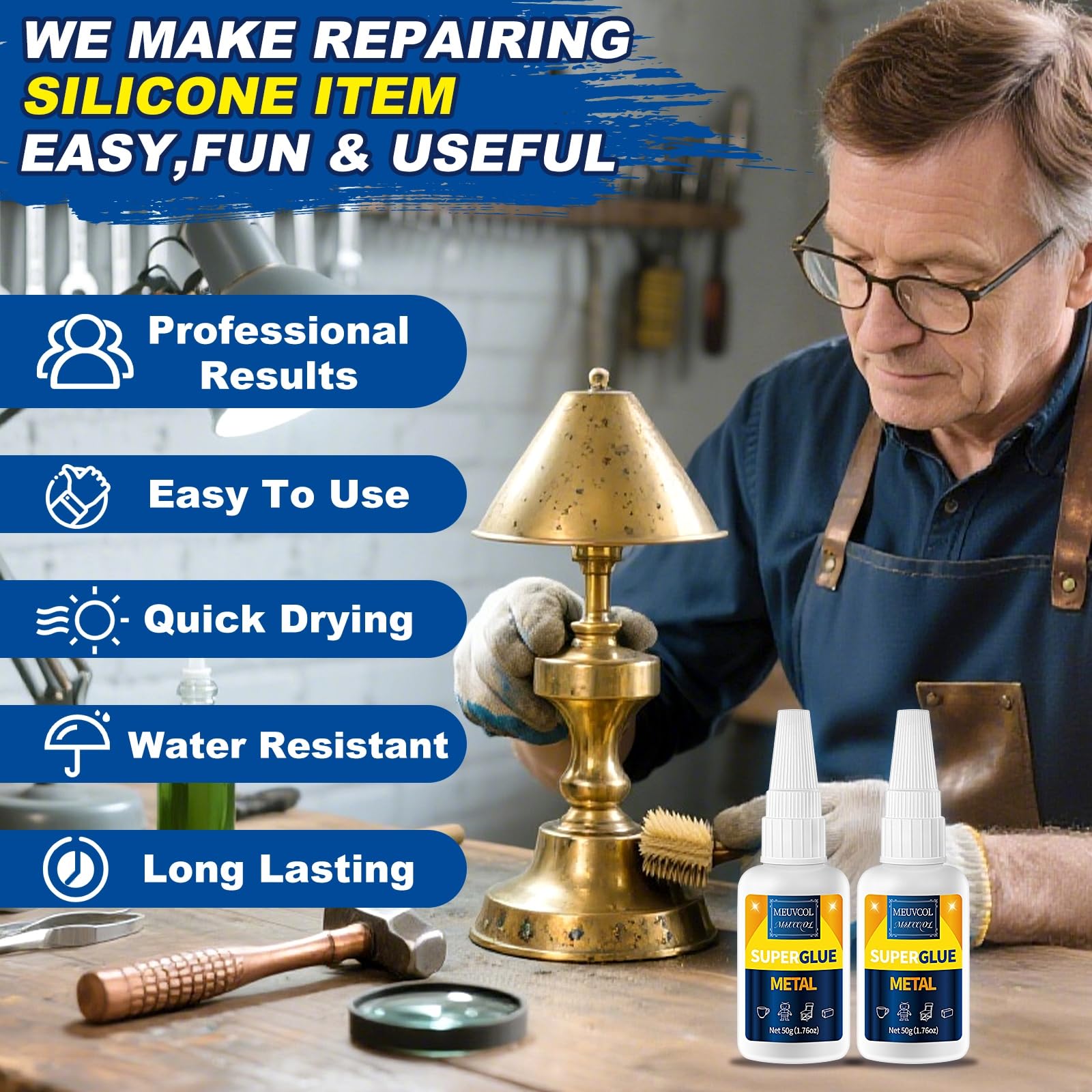Waterproof Meuvcol Metal Glue formula suitable for outdoor projects