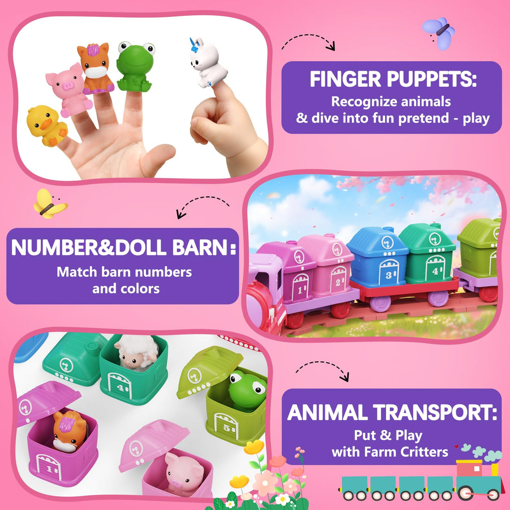Meytccve 3-in-1 learning toy promoting number matching, animal recognition, and color sorting.