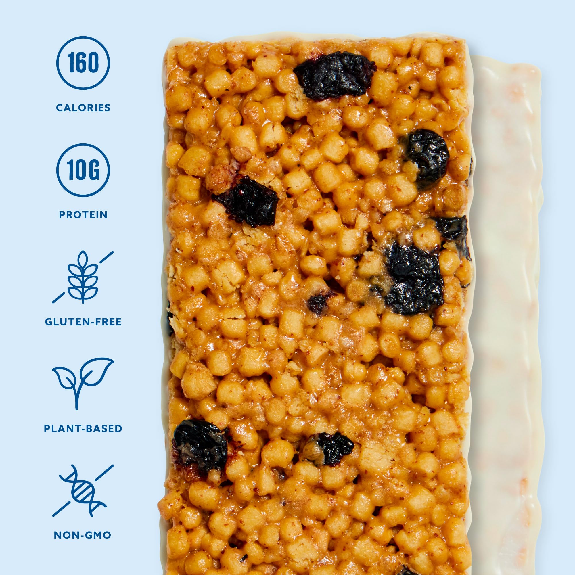 Mezcla maple blueberry bar ingredients closeup showcasing real foods and 10g plant protein
