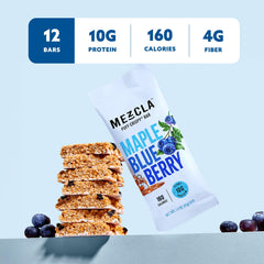 Mezcla maple blueberry bar slice showcases creamy almond butter and maple flavor for a satisfying treat