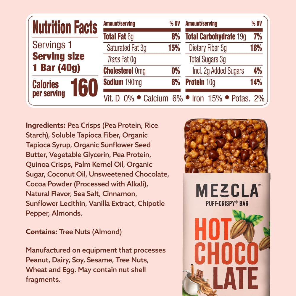 Mezcla plant-based protein bar with puff-crisp texture for active kids