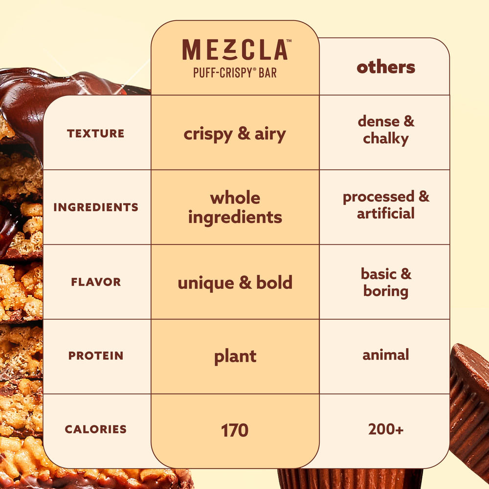 Mezcla Puff-Crispy packaging displays gluten-free vegan badge