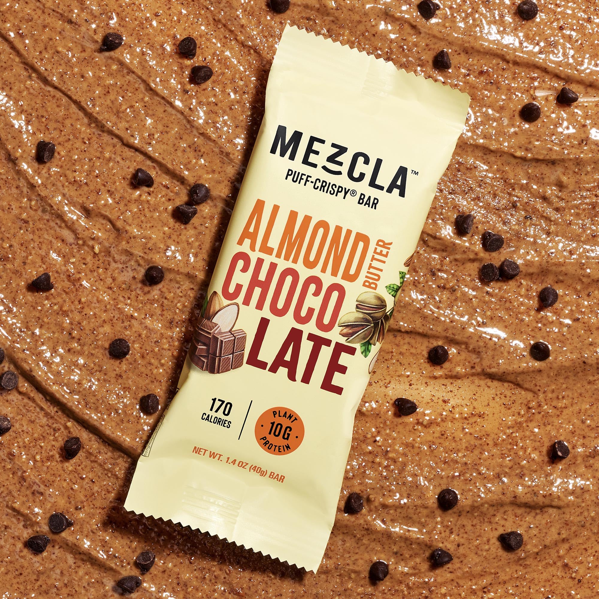 Mezcla Puff-Crispy Bar ingredients close-up showing whole foods.
