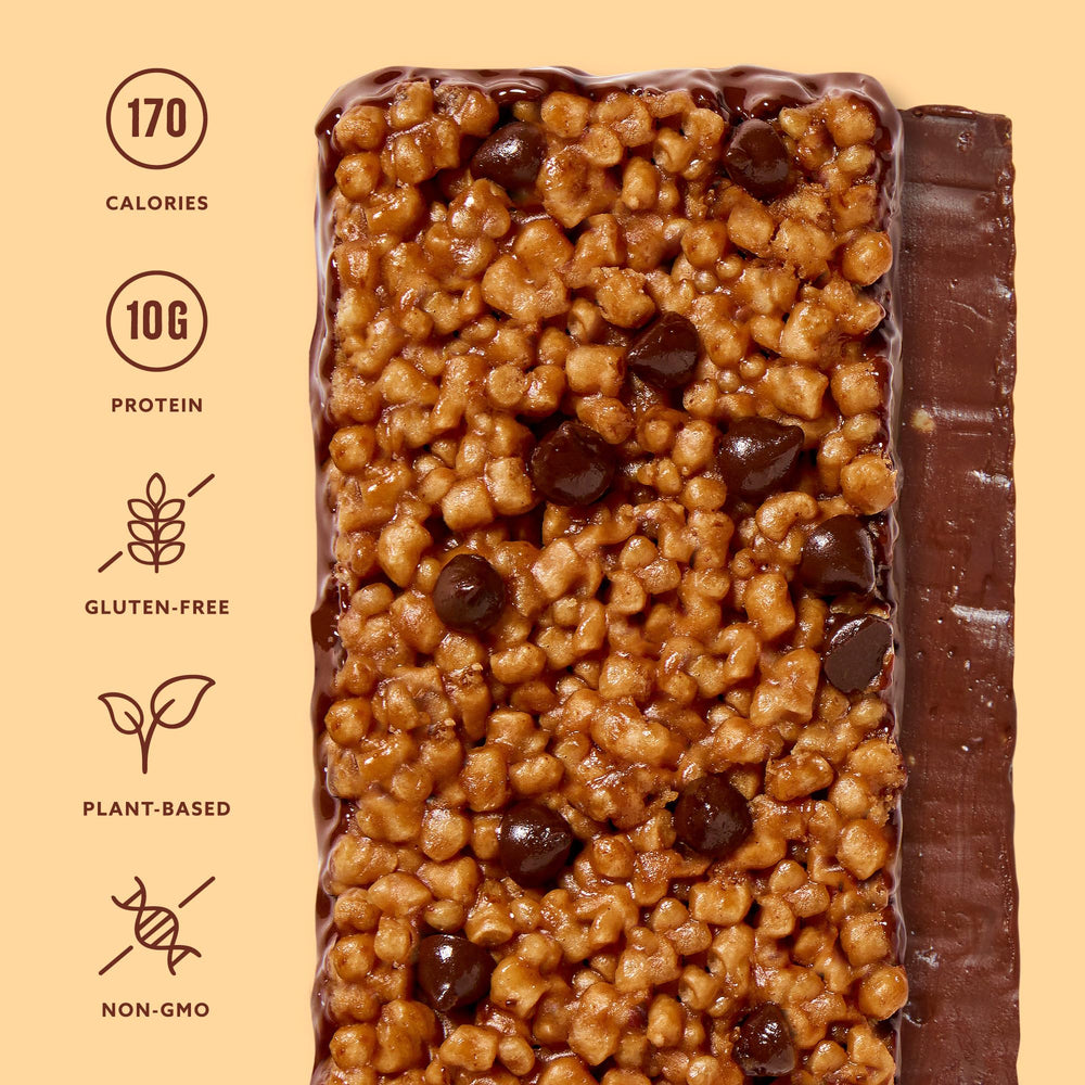 Mezcla Puff-Crispy bar ingredients feature pea crisps for plant protein