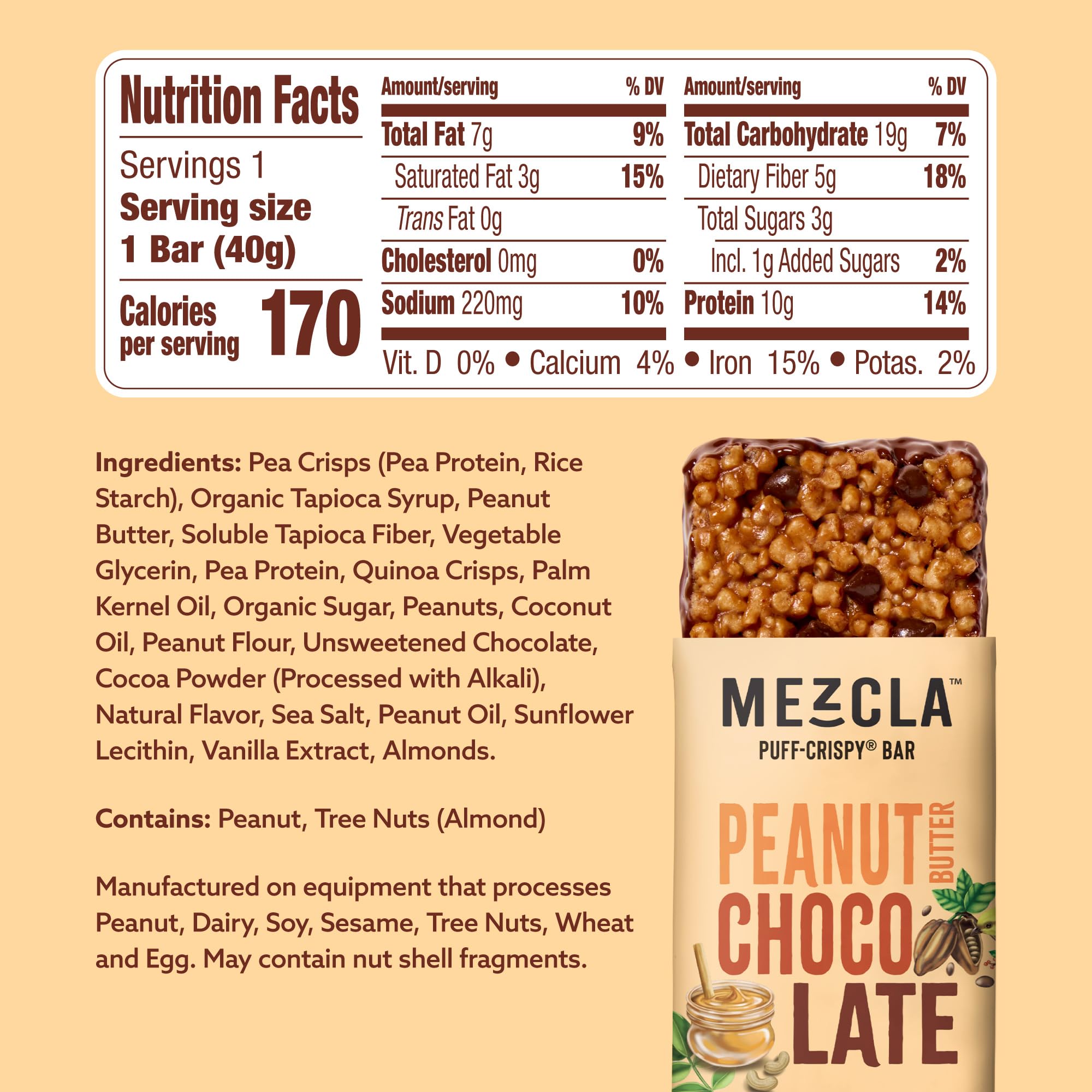 Mezcla Puff-Crispy bar close-up shows airy texture and crunch