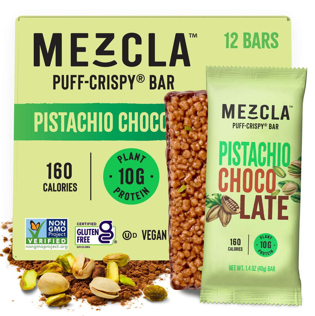 Mezcla puff-crispy base close-up, airy crunch for a protein-packed snack.