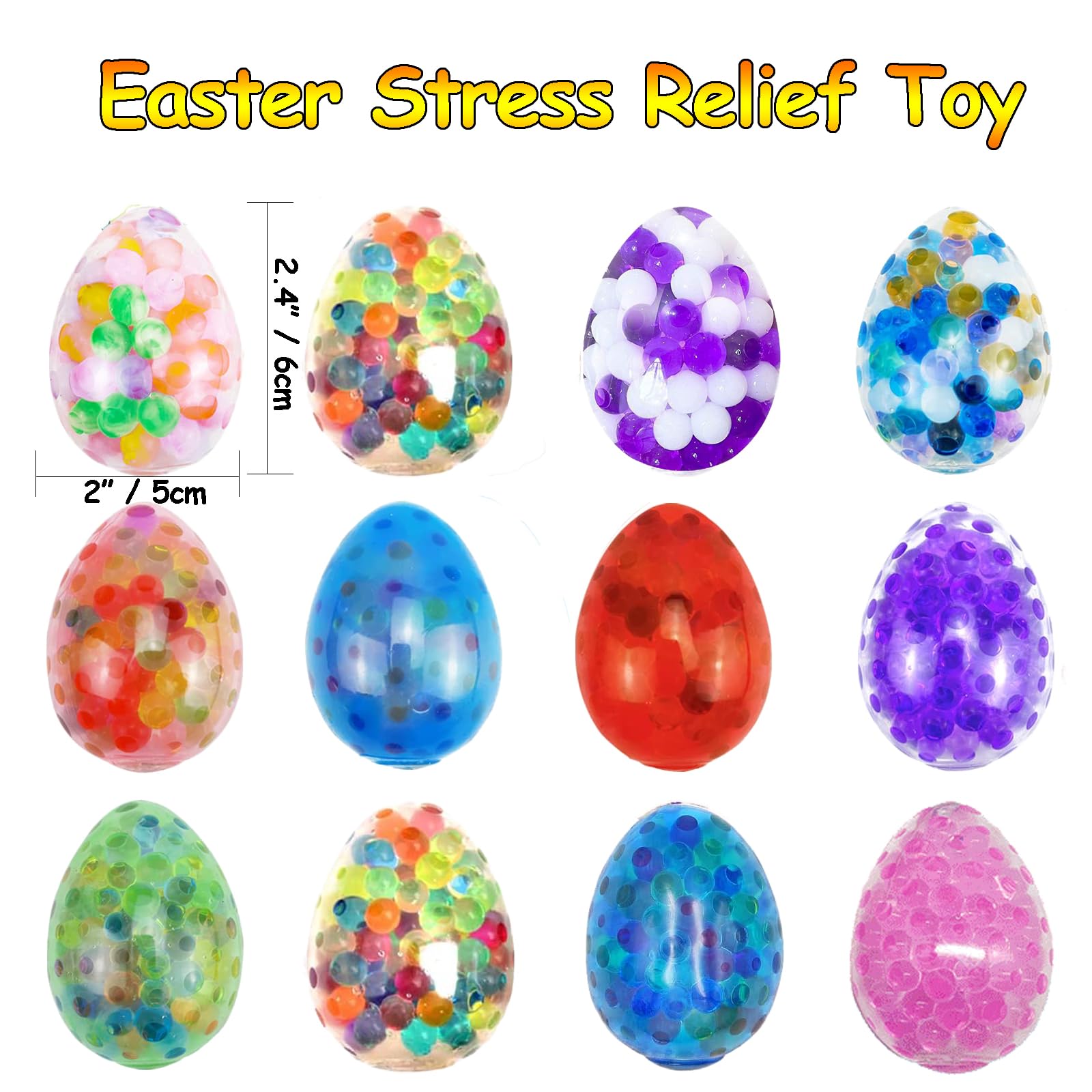 MEZHOBBY Easter basket filler with colorful squeeze balls for classrooms and offices.