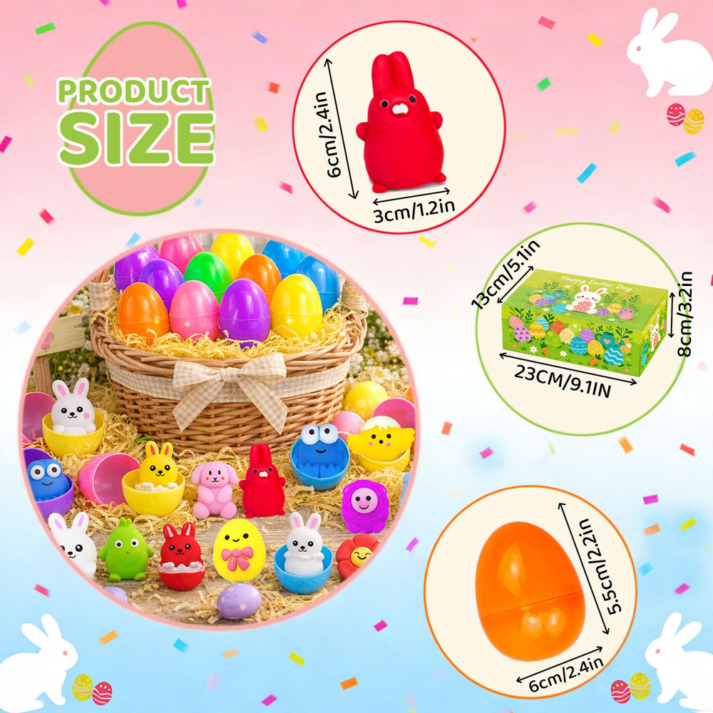 MEZHOBBY Easter egg with food-character squishies for colorful treats.