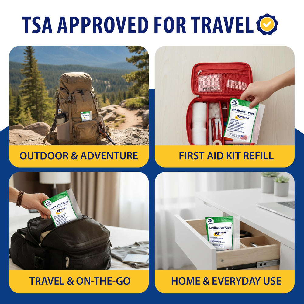 MFASCO diarrhea relief packets in travel kit for quick digestive comfort