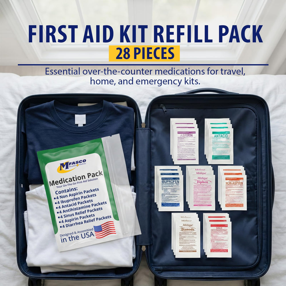 MFASCO ibuprofen 200 mg tablets included for everyday relief on the go