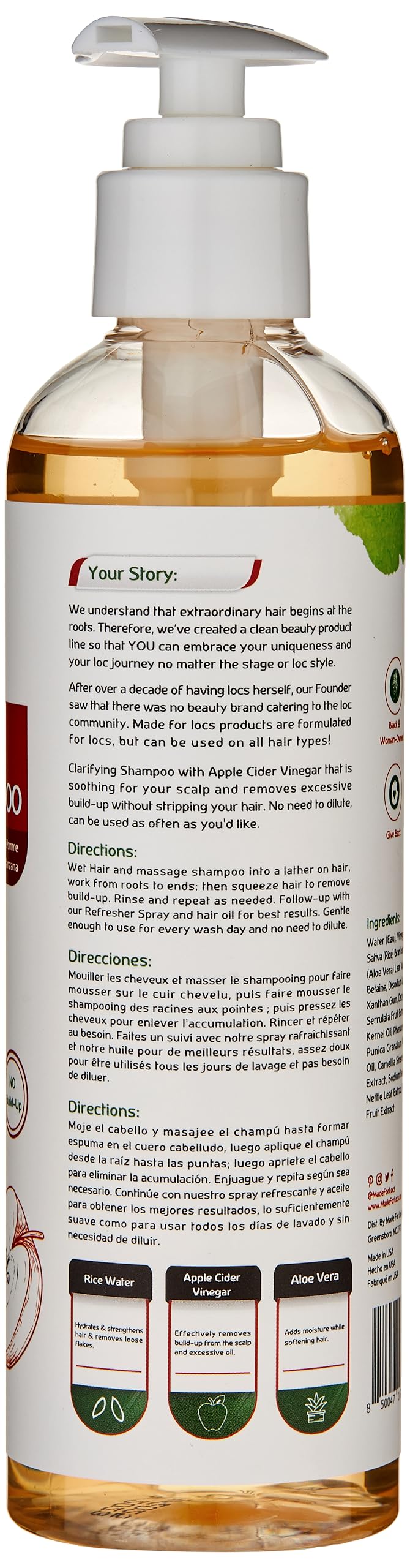 MFL Made For Locs shampoo pour shows residue-free cleansing action