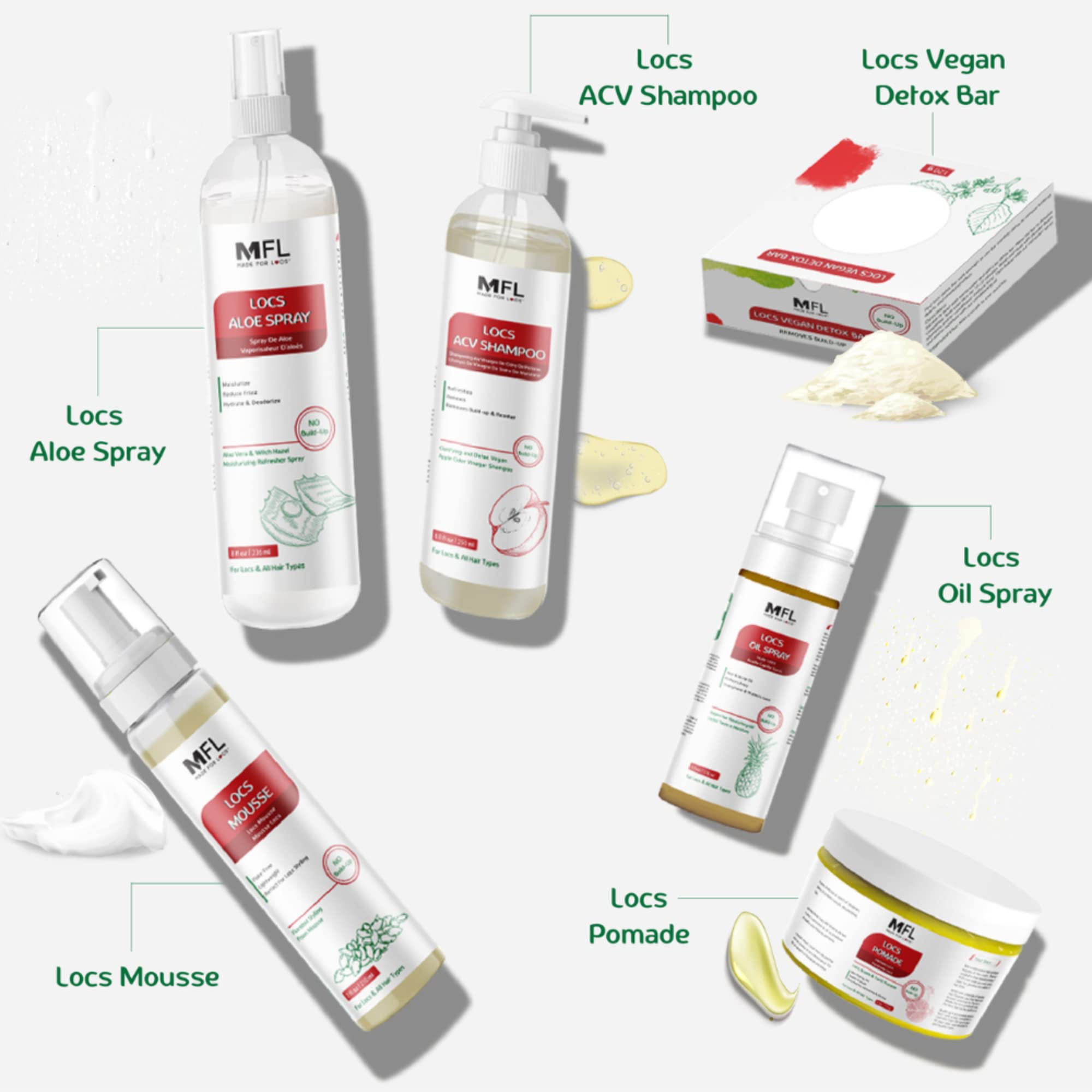 MFL Made For Locs loc care routine setup displays organized shelf