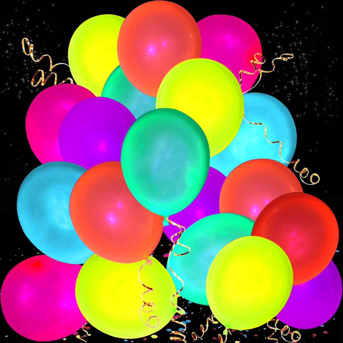 MFLUEEWR 110 pack neon glow balloons brighten venues under UV lighting for black light parties