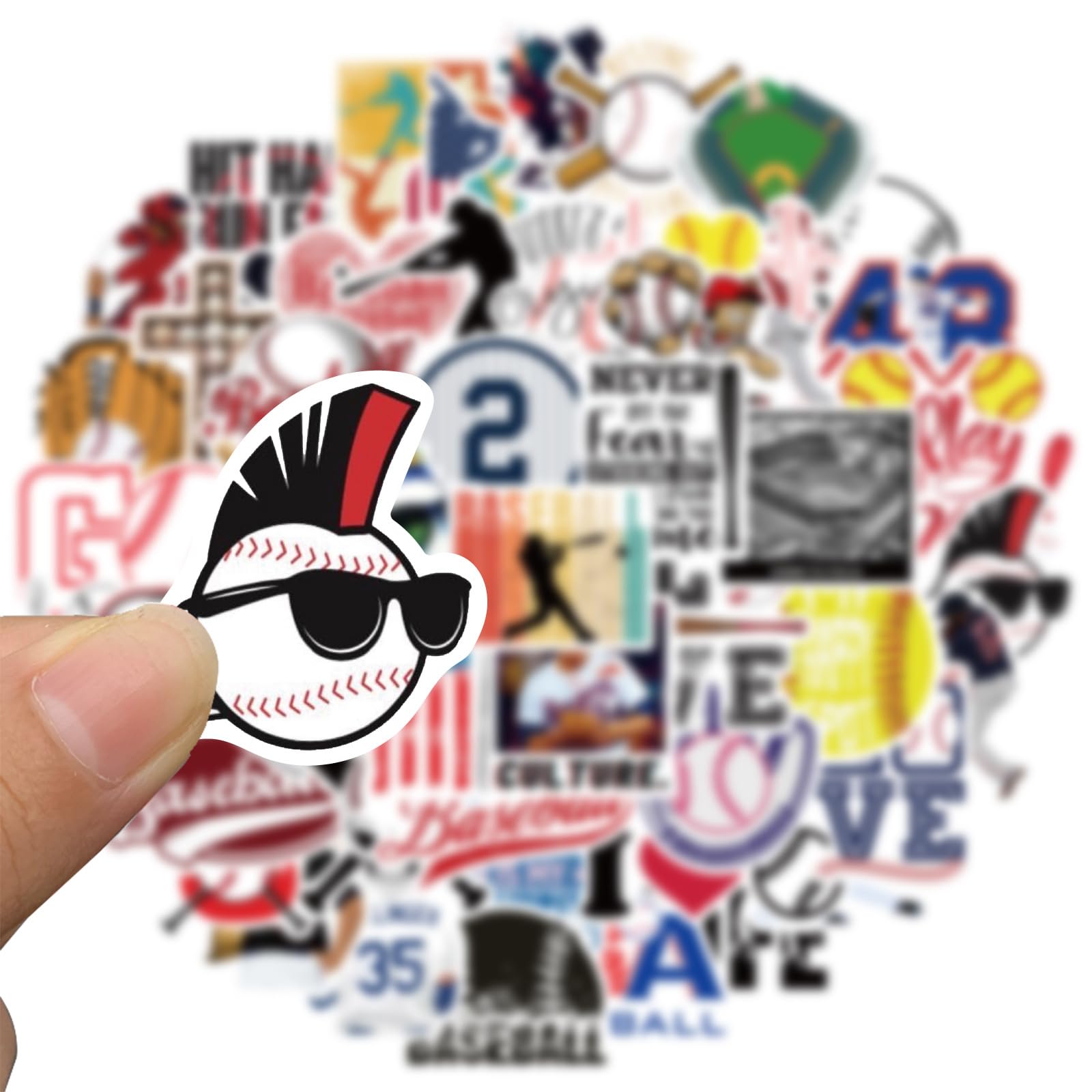 MFUXU baseball stickers on phone case for easy decoration and removal