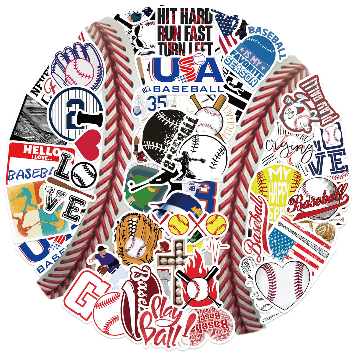 MFUXU baseball stickers on water bottle show vibrant, durable vinyl for daily use
