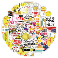 MFUXU softball stickers on helmet for sporty style.