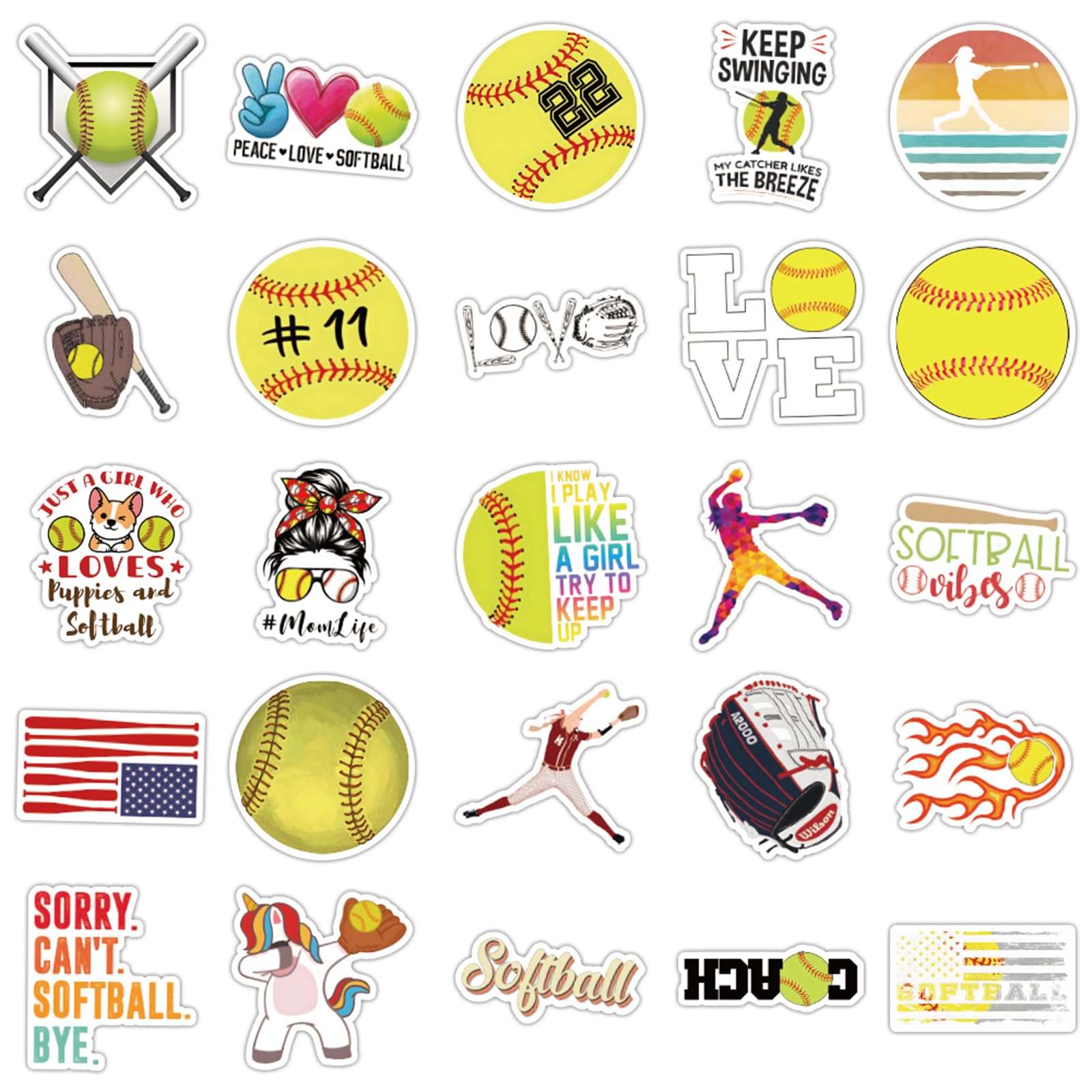 MFUXU softball stickers on laptop, removable without residue.
