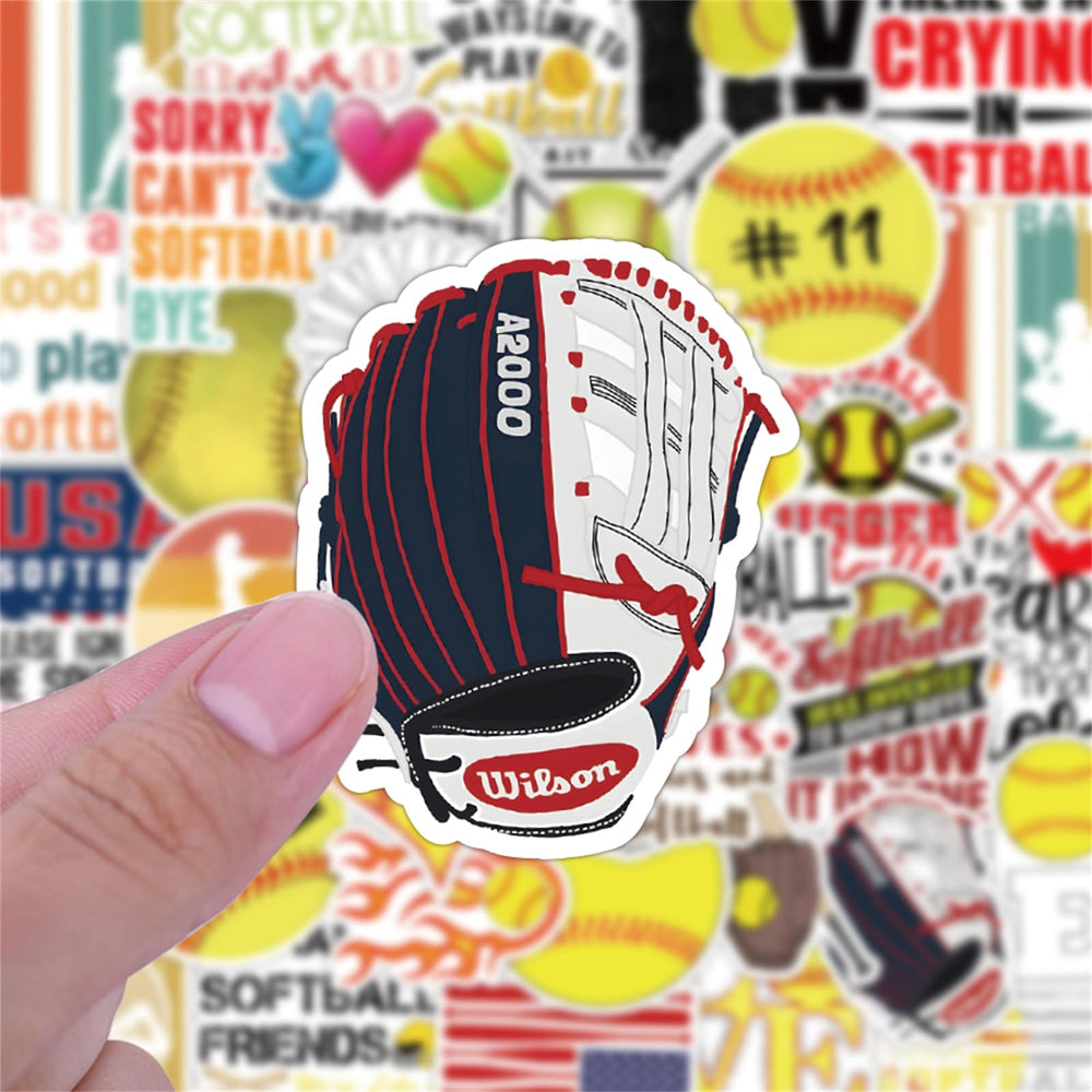 MFUXU softball stickers on notebook for quick ID and flair.