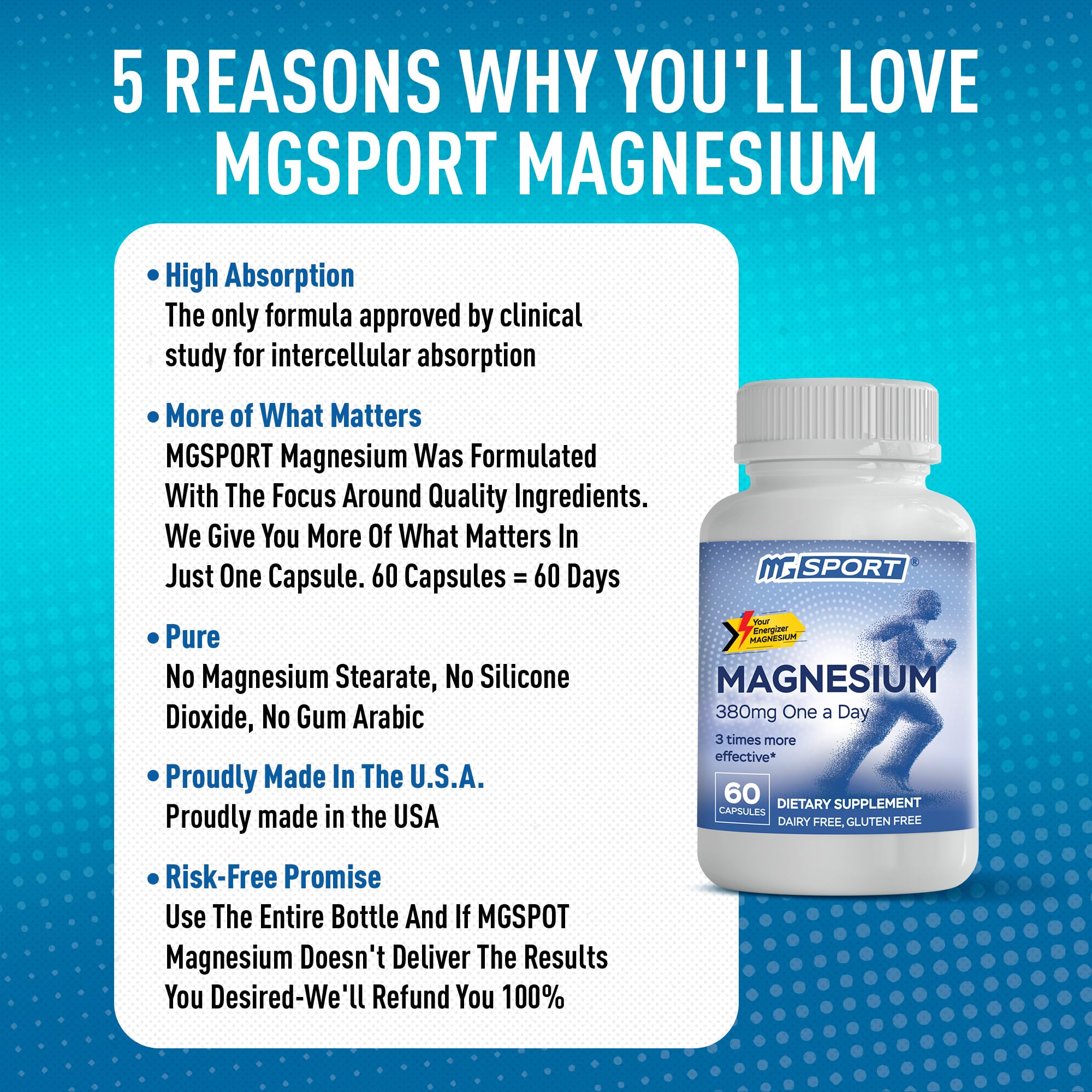 MgSport vitamin blend packaging highlights B6, D, E synergy for muscle function and energy.