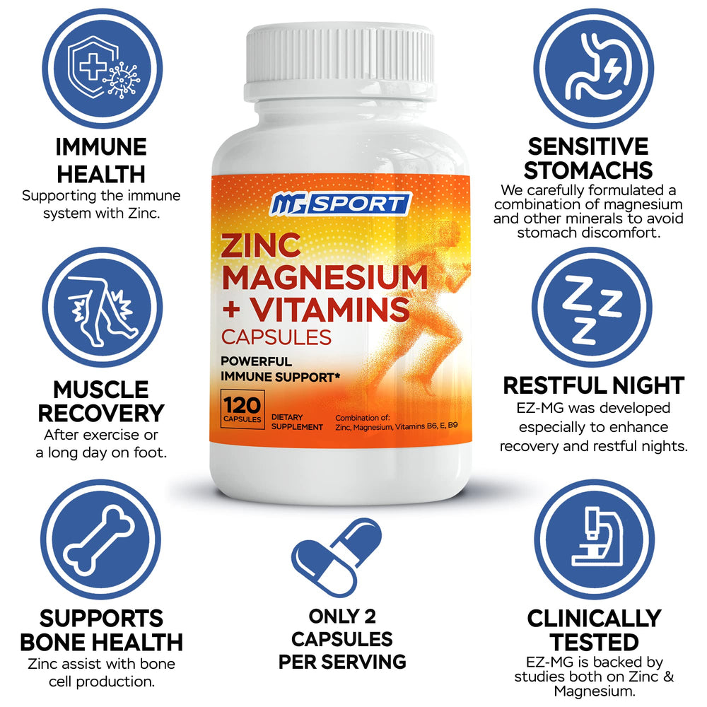 MgSport ZMA capsules closeup showcasing veggie capsules for daily dosing.