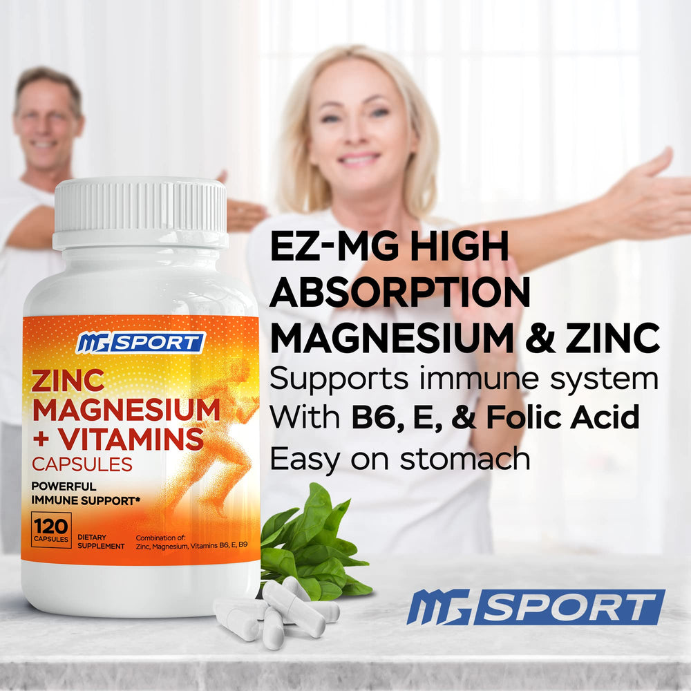 MgSport ZMA label closeup emphasizing zinc, magnesium, B6 and B9 blend.