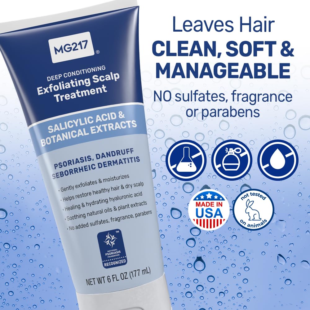 MG217 easy-rinse-scalp-care demonstrates quick cleansing and soothing relief.