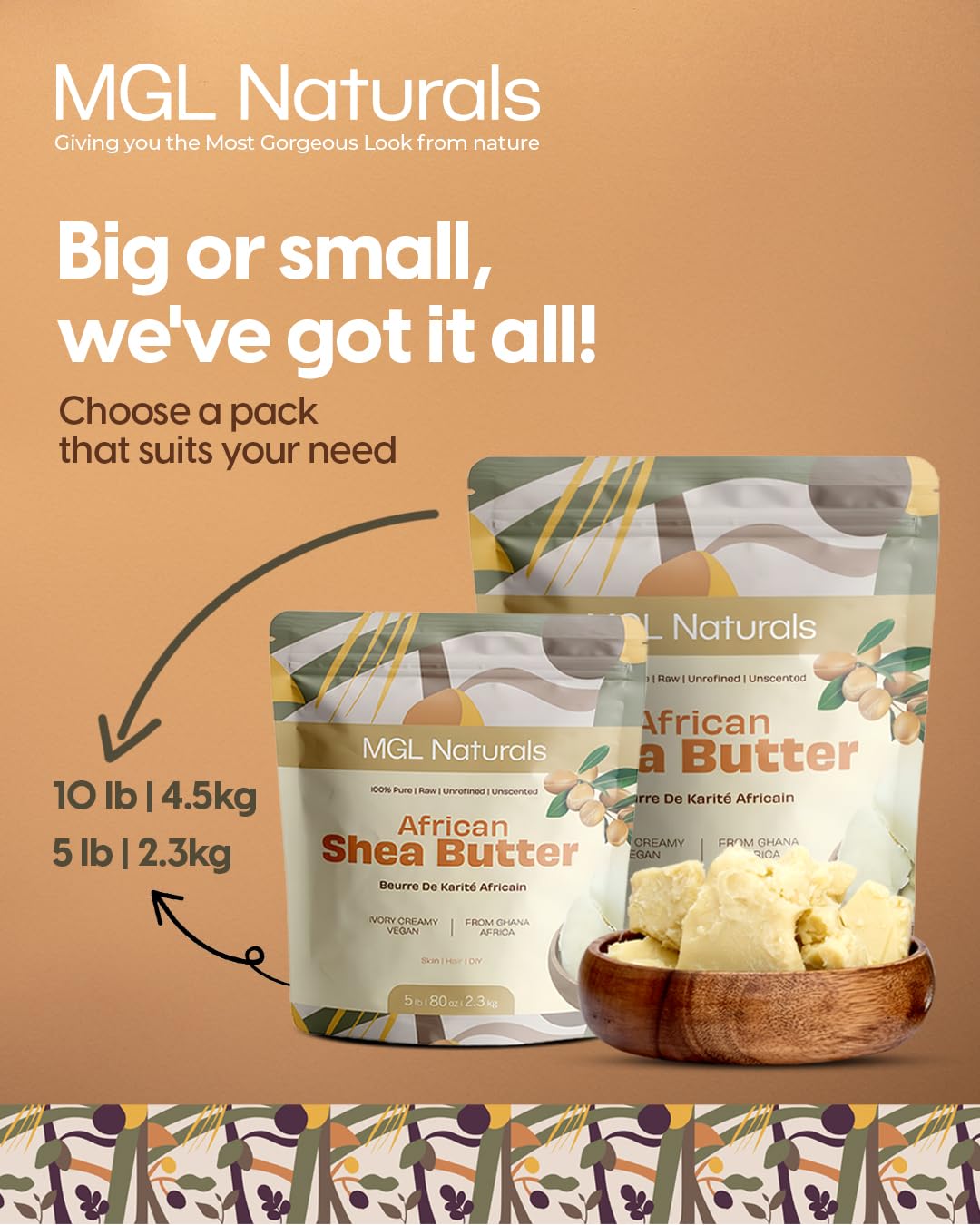 Hair care with MGL Naturals Ivory Shea Butter for softness and manageability.