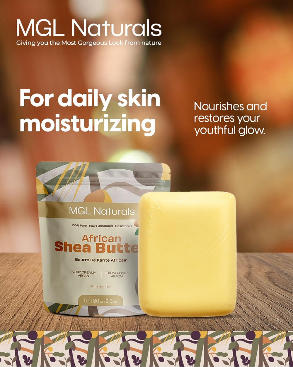 Hands applying MGL Naturals Ivory Shea Butter for deep skin hydration.