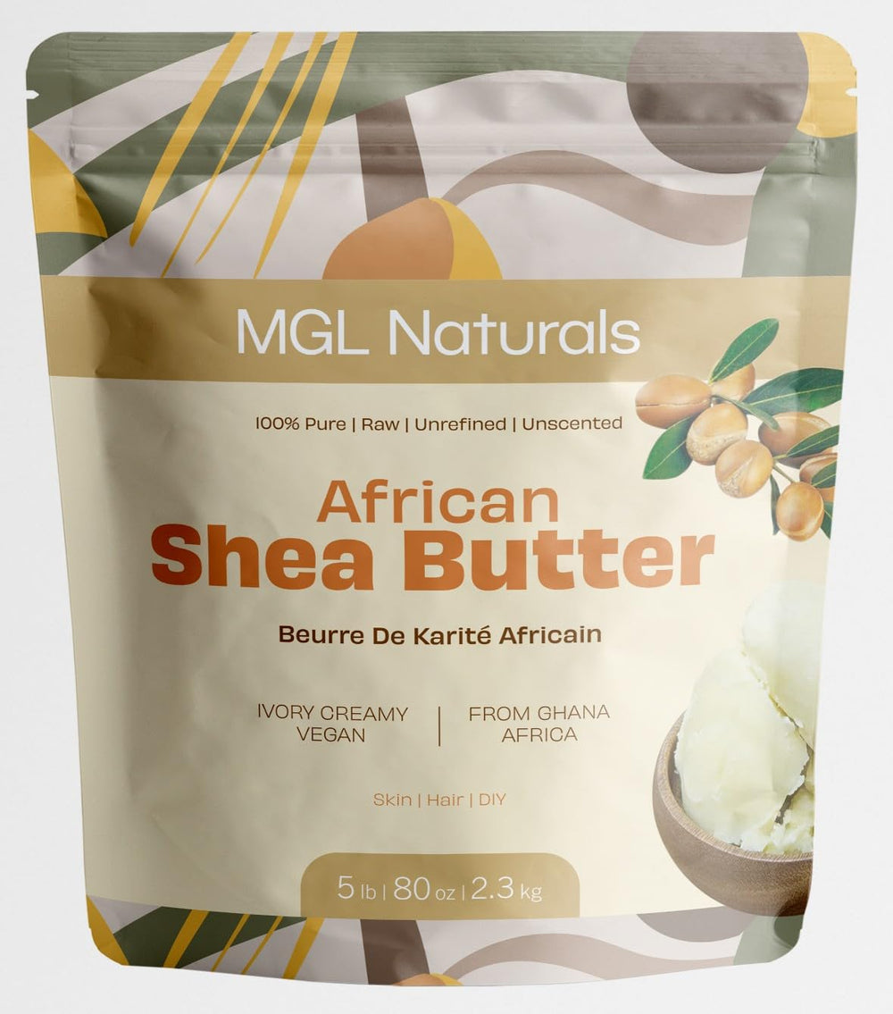 Texture close-up of MGL Naturals Ivory Shea Butter, showing creamy, pure consistency.
