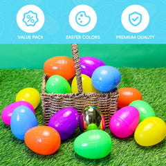 MGparty durable plastic Easter eggs with lids for reuse and easy access.