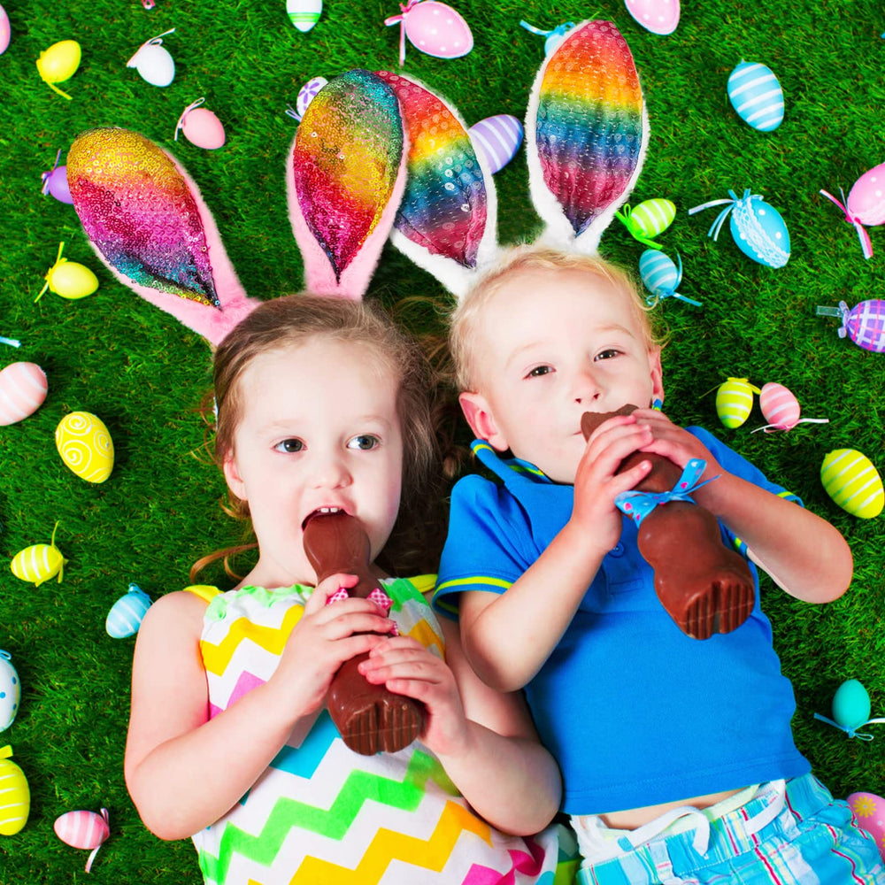 MGparty 12-Pack Bunny Ears Headbands set for group festivities.