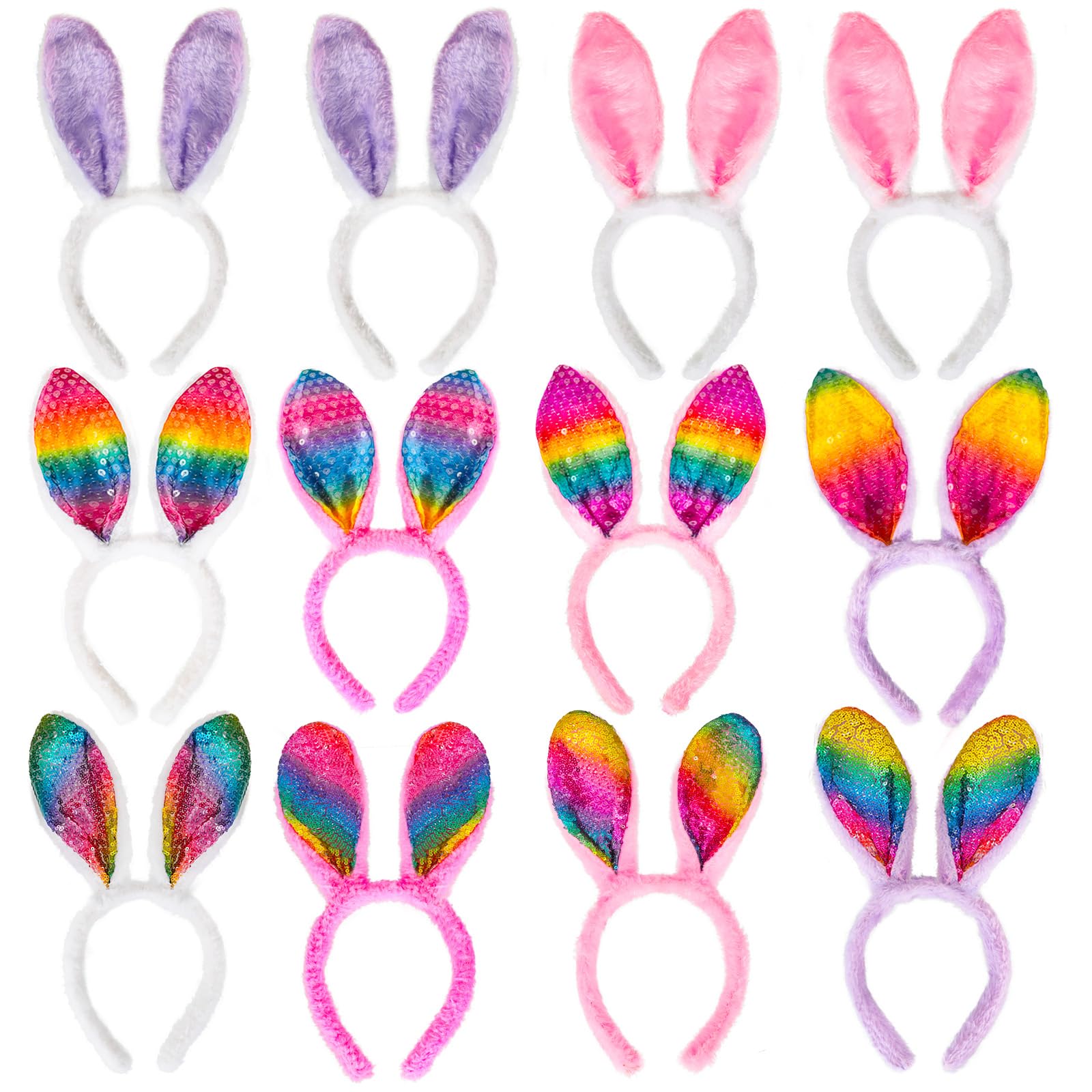 MGparty Easter Bunny Ears Headband with colorful sequins for festive party sparkle.