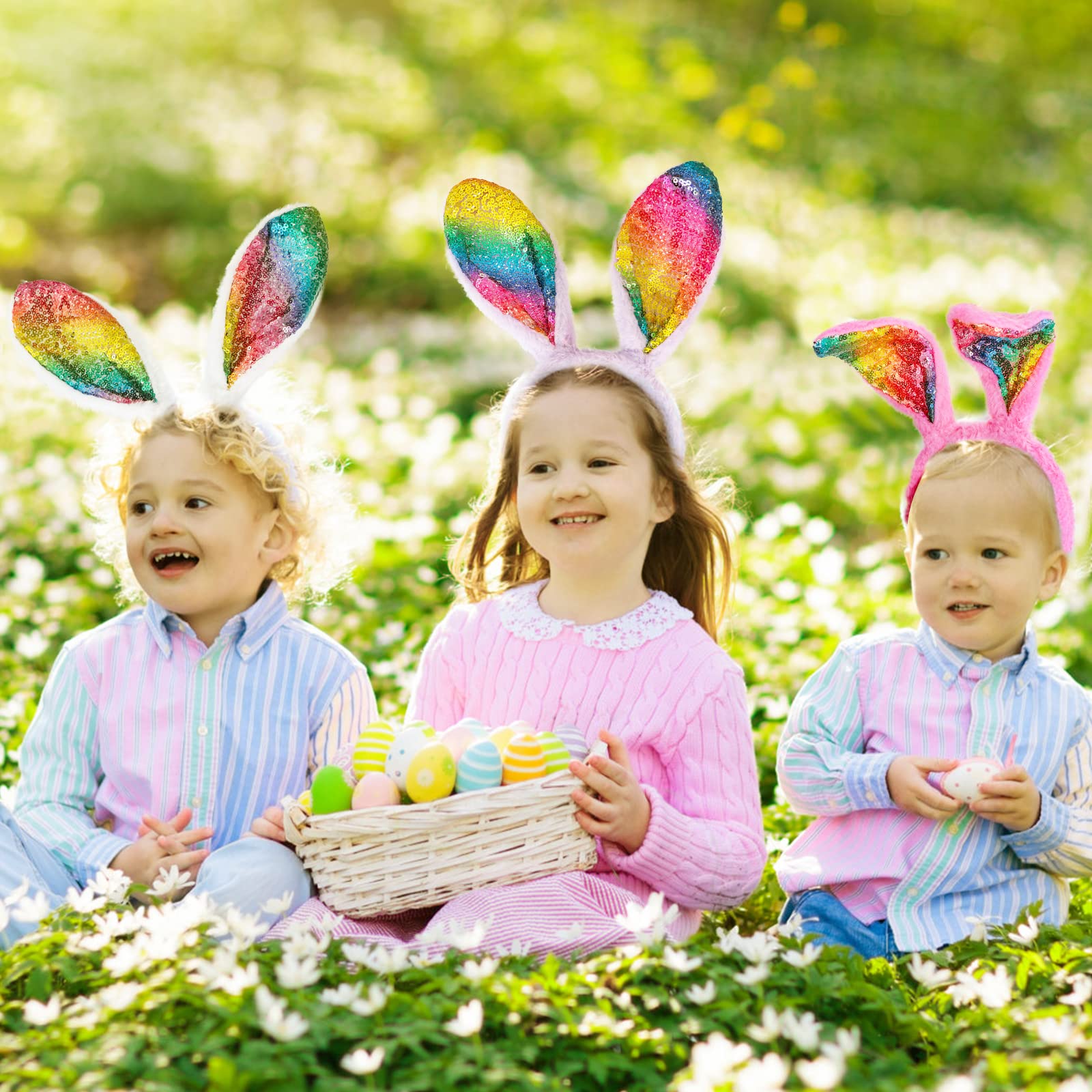 MGparty Colorful Bunny Ears Headband adds playful flair to birthdays and events.