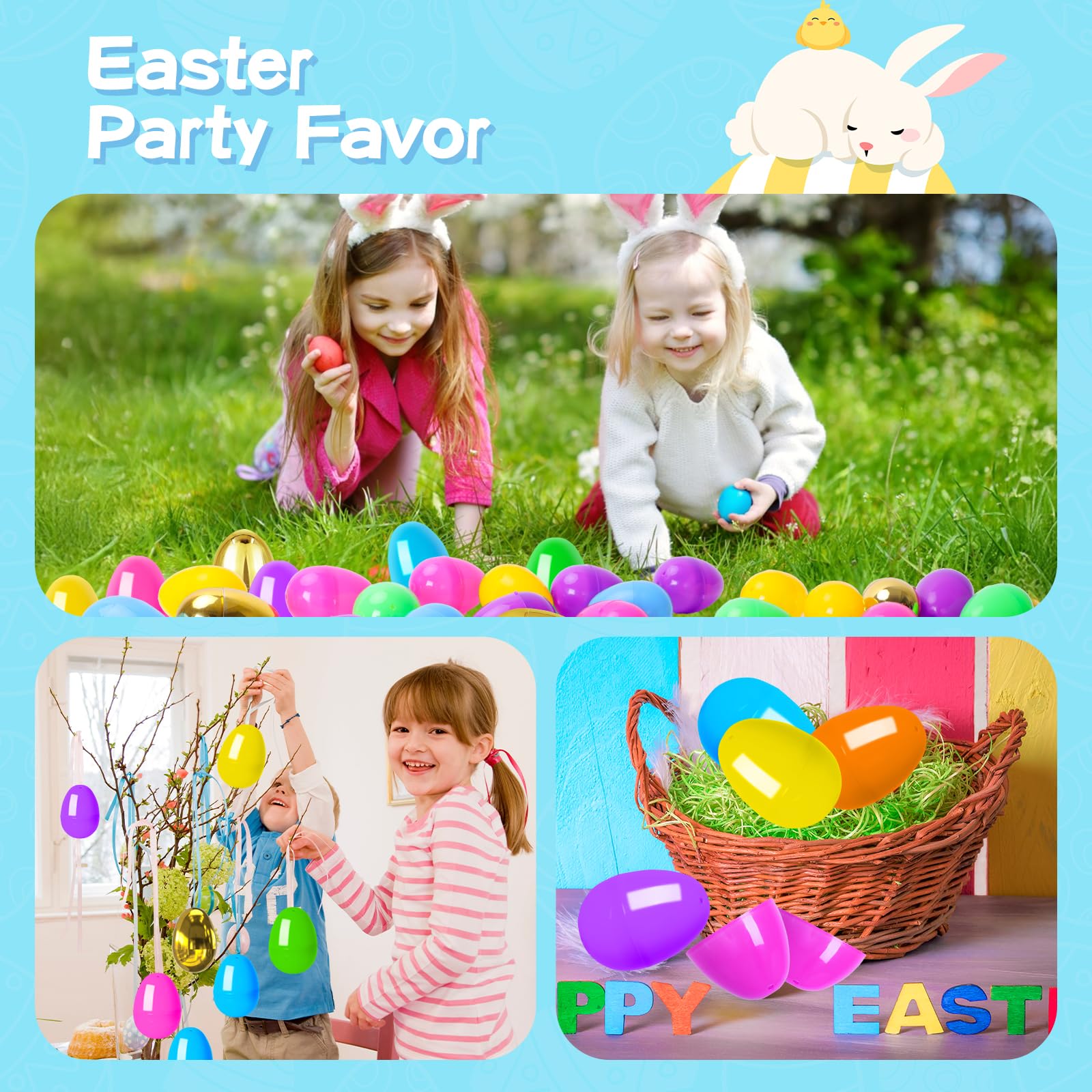 MGparty colorful Easter eggs arranged for festive baskets and displays.