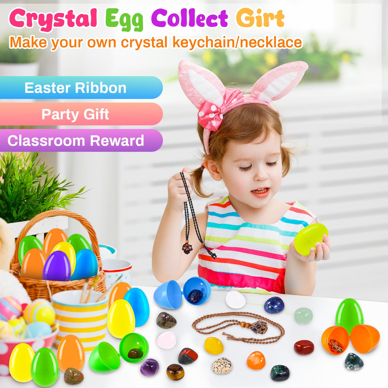 MGparty Easter eggs for hunts and prizes with gemstones