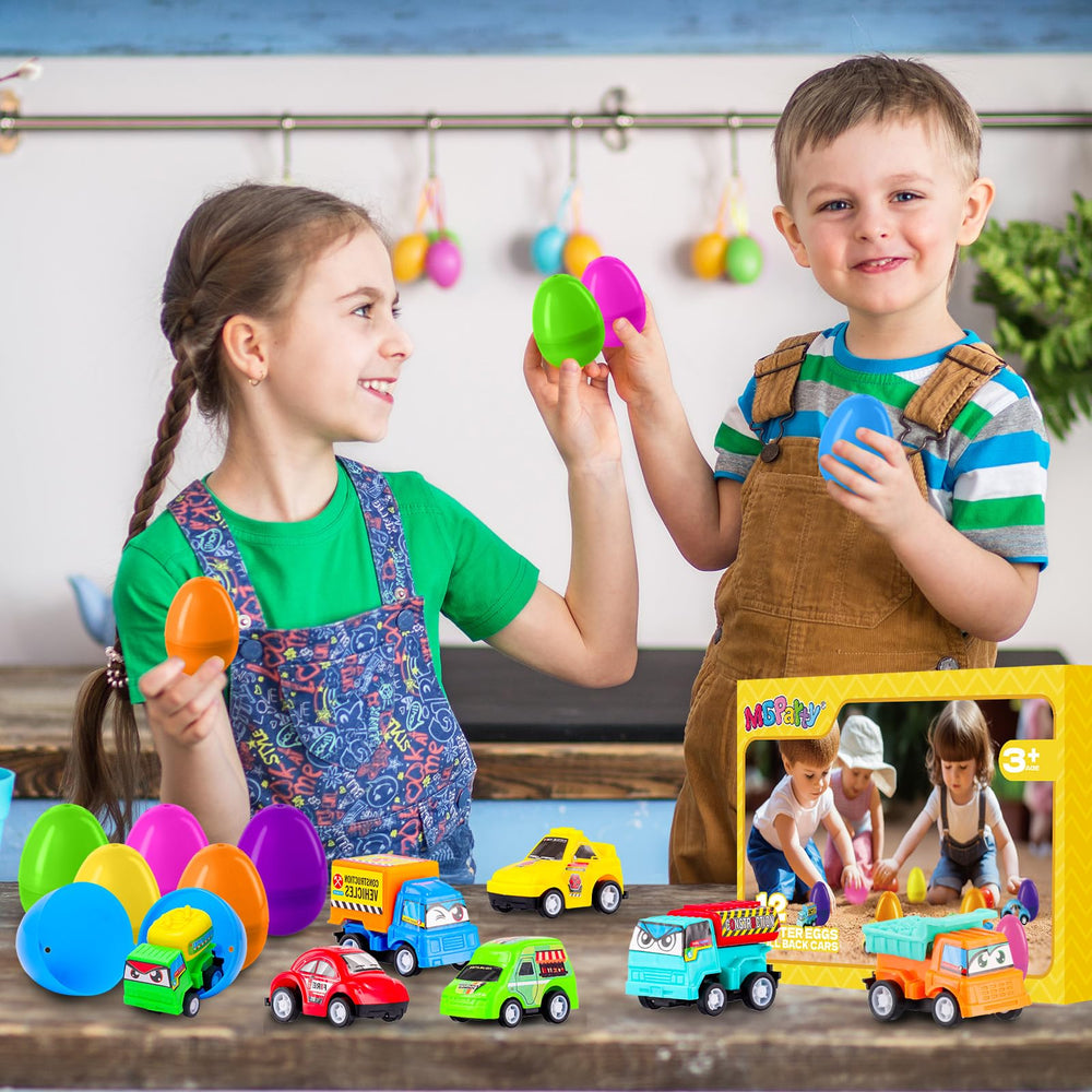 MGparty eggs shown at Easter party events with children.