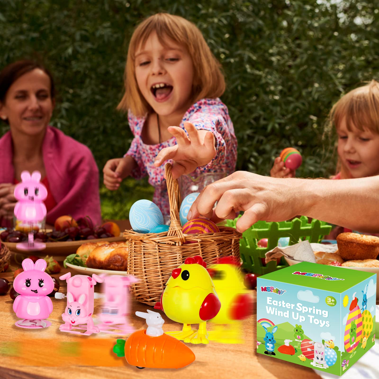 MGparty Easter wind-up bunny sliding jumping: four-motion action toy.