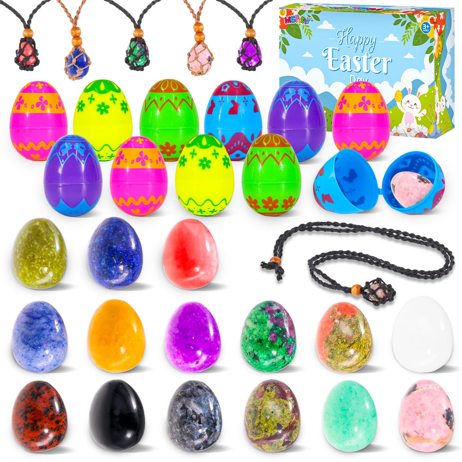 MGparty gemstone Easter egg with tiger's eye inside for treasure-hunt excitement