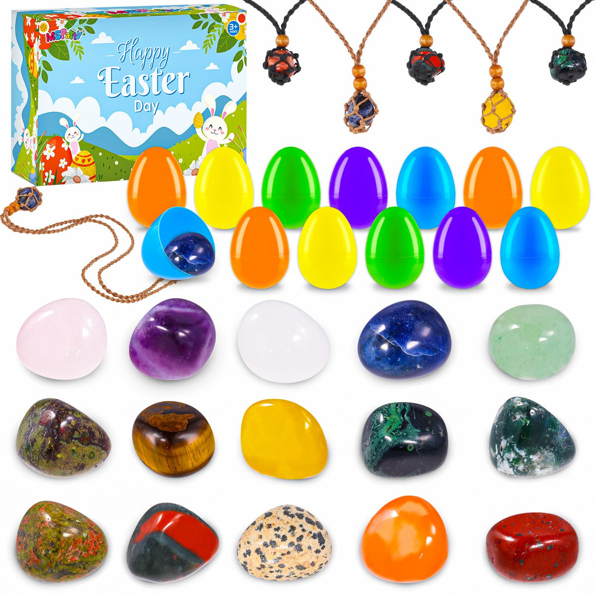 MGparty gemstone eggs with crystals inside for Easter hunts