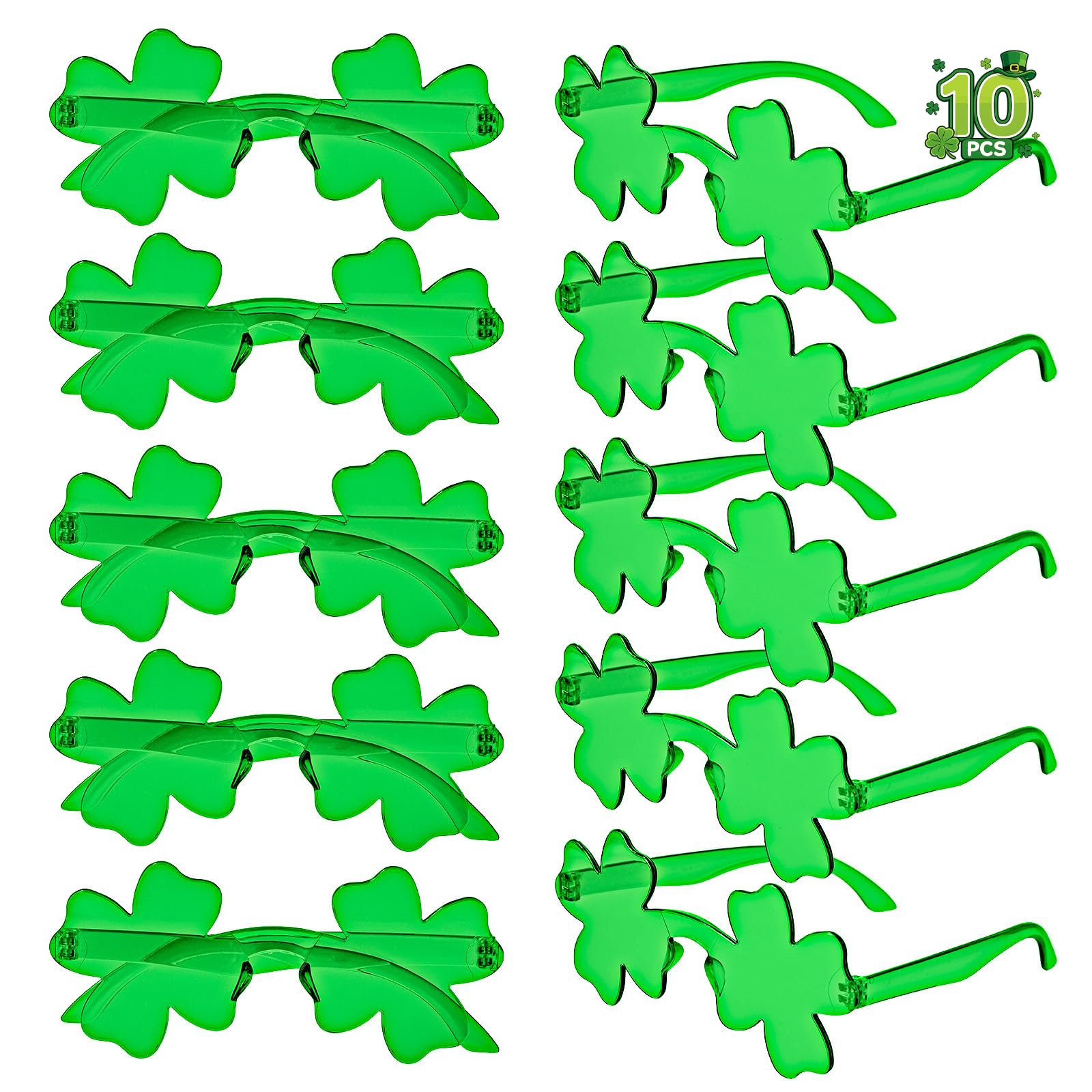 MGparty shamrock sunglasses pack with vivid green clover frames for festive photos