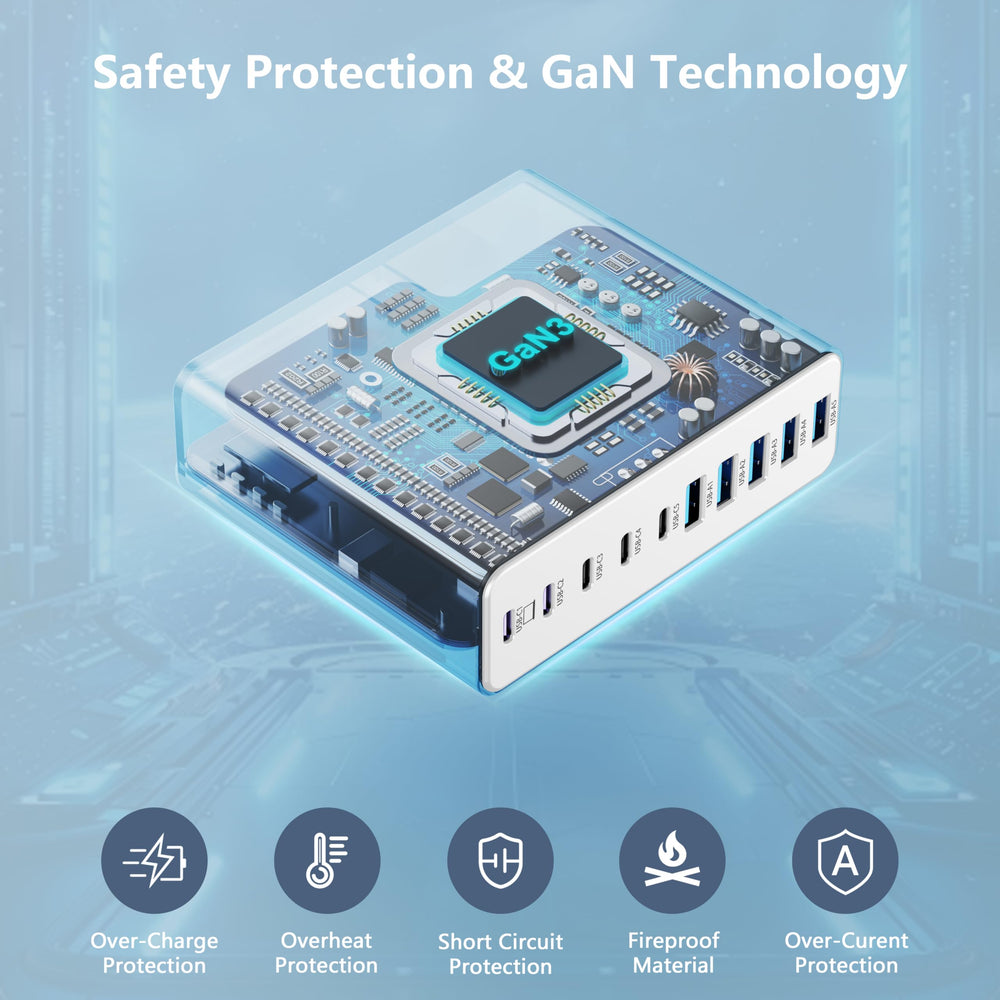 MGRNPONY compact rear view, five USB-C ports and 5 USB-A ports