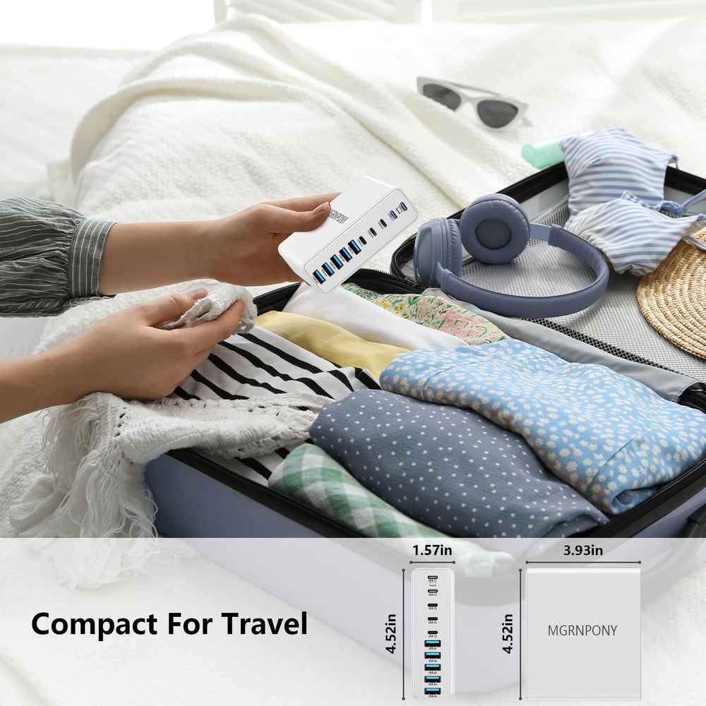 MGRNPONY travel-ready charger on a tidy desk, ready for on-the-go
