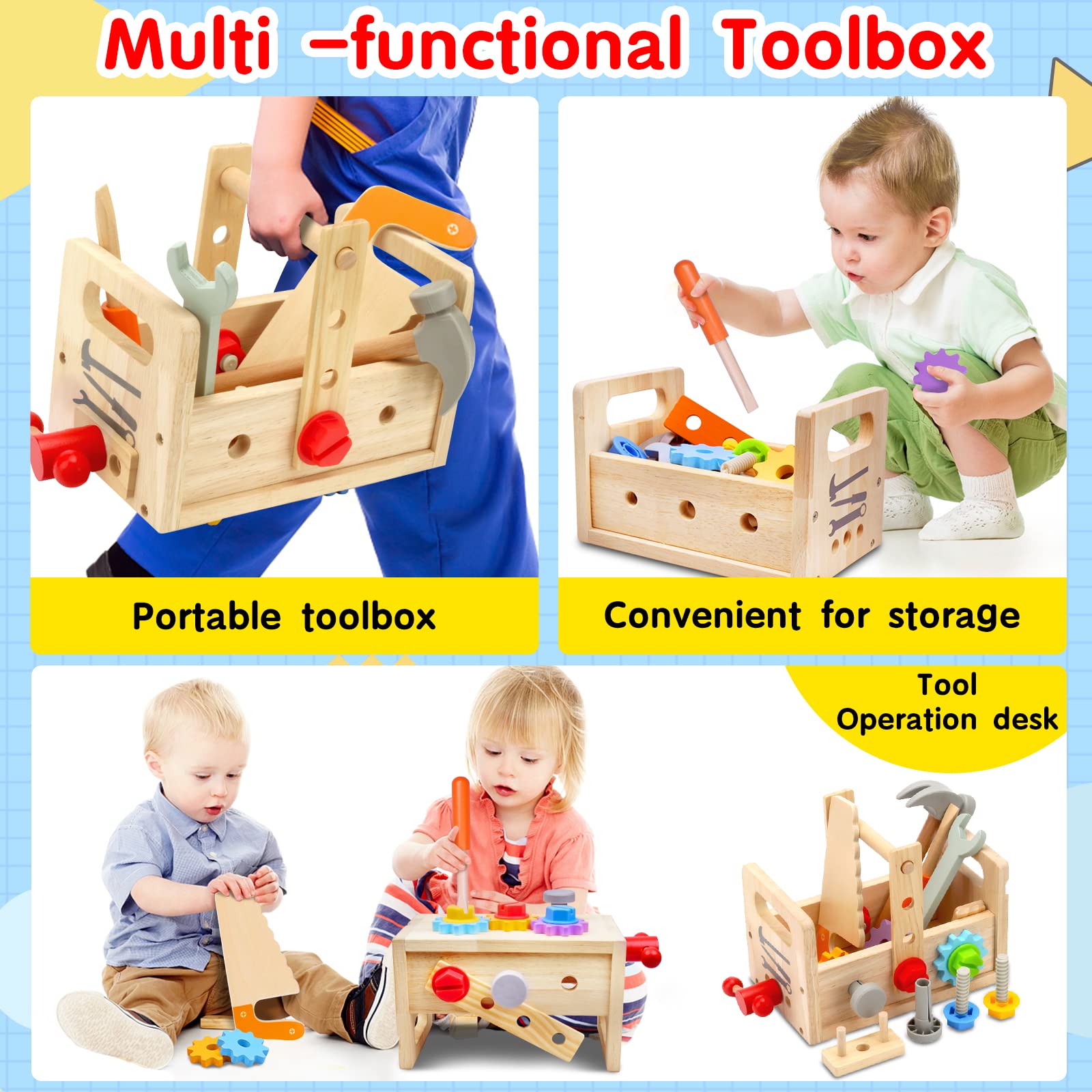 Mgtfbg Kids Tool Set wooden wrench for imaginative building play