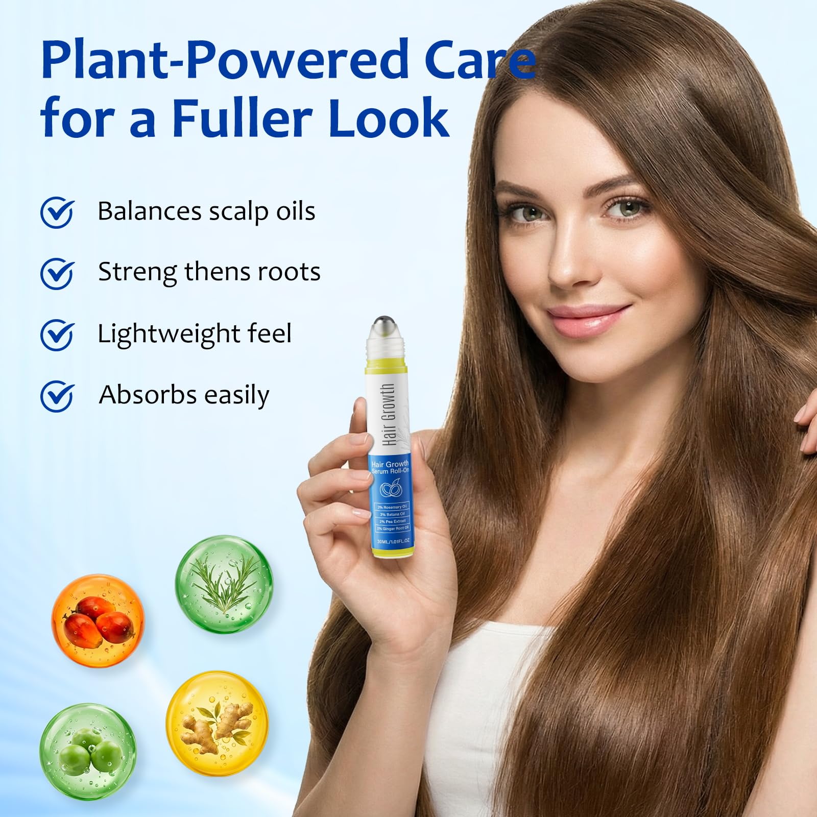 MGVAASURC Hair Growth Serum Roll-On pea extract for fuller-looking strands