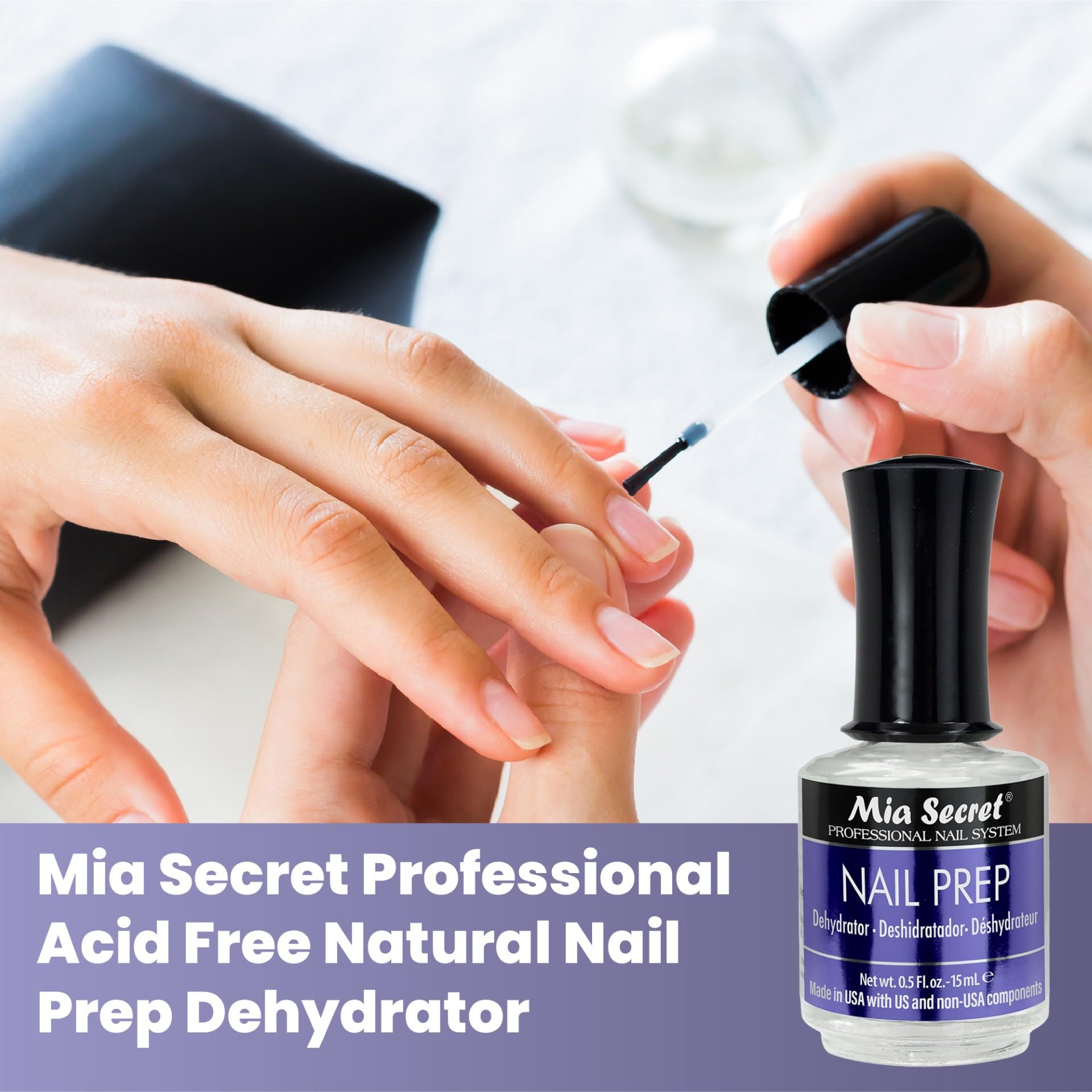 Close-up of Mia Secret kit showing complete nail priming system for adhesion